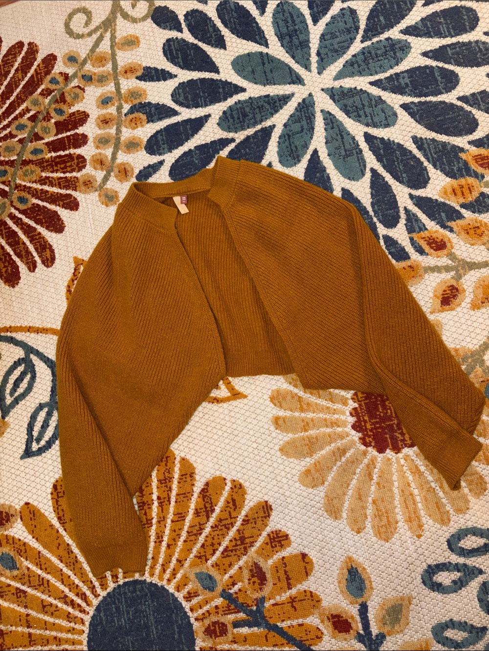 Pilcro Mustard Cropped Open-Front Shrug